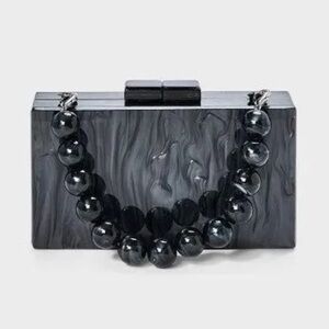 a new day Black Clutch with Beaded Handle